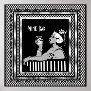 Poster Vintag Wine Bar Art Deco