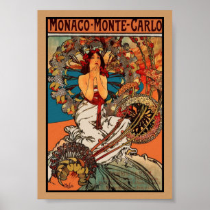 Poster Vintage Art Alfons Mucha Monaco Monte Carlo