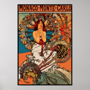 Poster Vintage Art Alfons Mucha Monaco Monte Carlo