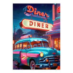 Poster Vintage Diner Lichter