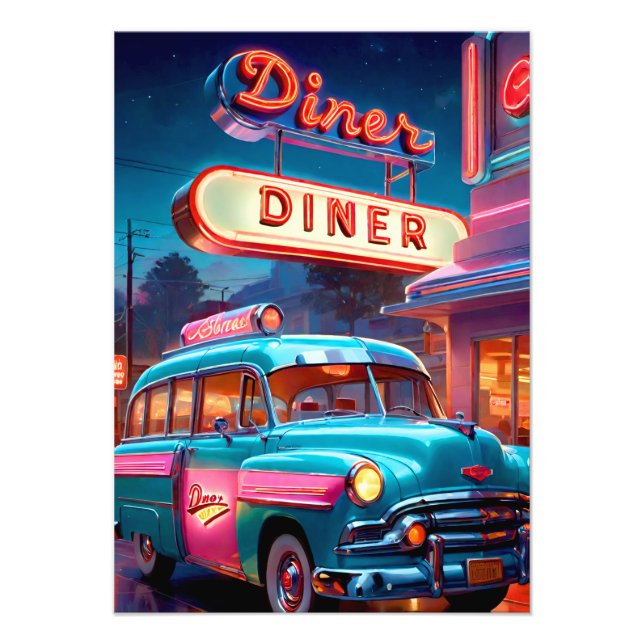 Poster Vintage Diner Lichter (Vorne)