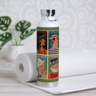 Poster Vintage Europäische Städte Trinkflasche