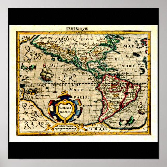 Poster-Vintage Karten-Jodocus Hondius 31 Poster (Vorne)