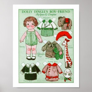 Poster Vintage Papier Puppe Dingle's Freund
