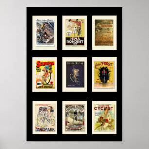 Poster Vintage-Radfahrrückseiten Sammlung 3