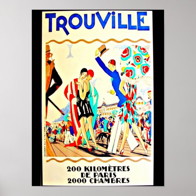 Poster-Vintage Reise nach Trouville Poster (Vorne)