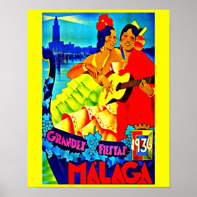 Poster-Vintage Reisen nach Malaga Poster (Vorne)