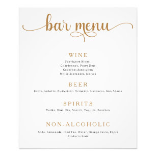 Poster vom "Gold and Off White Wedding Bar Menu"