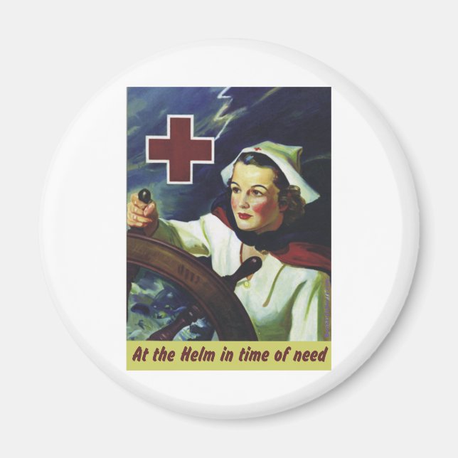 Poster vom Roten Kreuz - Krankenschwester am Helm Magnet (Vorne)