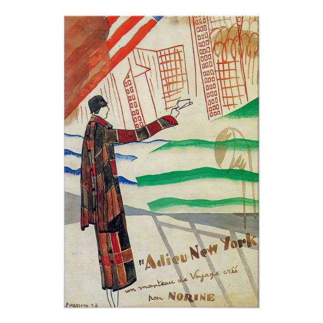 Poster von Adieu New York von Rene Magaritte (Vorderseite)
