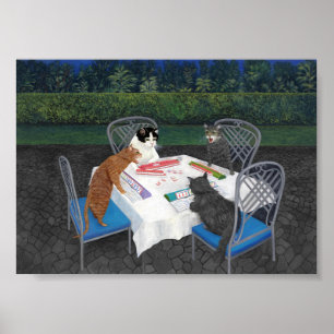 Poster von Katzen spielen Mahjongg 2