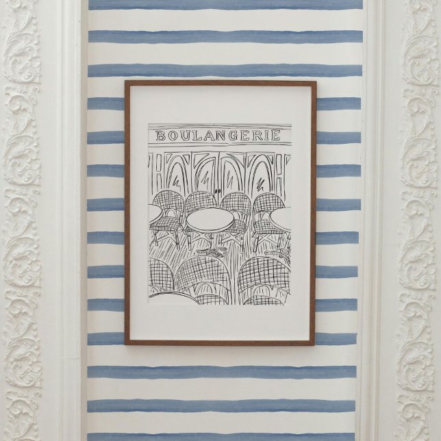 Poster von Schwarz und Weiß (Black and White Paris Boulangerie Sketch Illustration Poster)