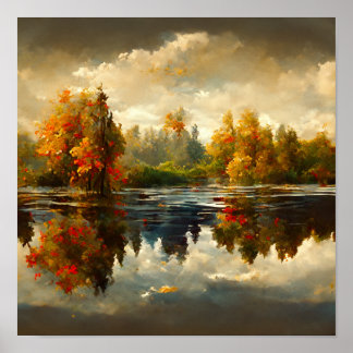 Poster wall Art - Herbstszene am See