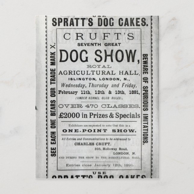 Poster Werbung Cruft's Dog Show Postkarte (Vorderseite)