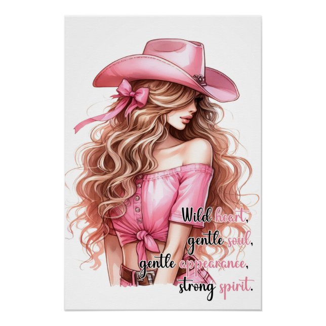 Poster "Wild Heart, Gentle Soul" – Cowgirl-Design  (Vorderseite)
