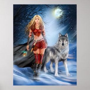 Poster Winter Warriors Prinzessin und Wolf