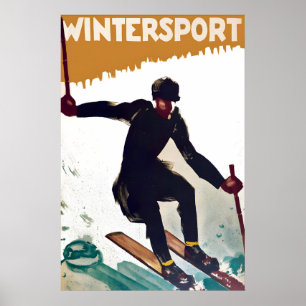 Poster Wintersport Skispringen Skifahren Vintage