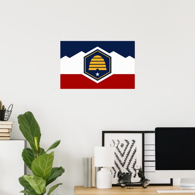 Poster with Flag of Utah, USA (Heimbüro)