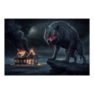 Poster Wolf Feuer 03