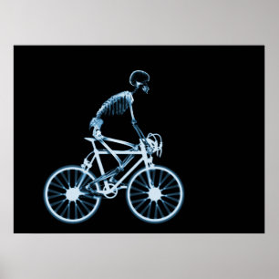 POSTER - X-RAY SKELETON BIKING BLACK BLUE