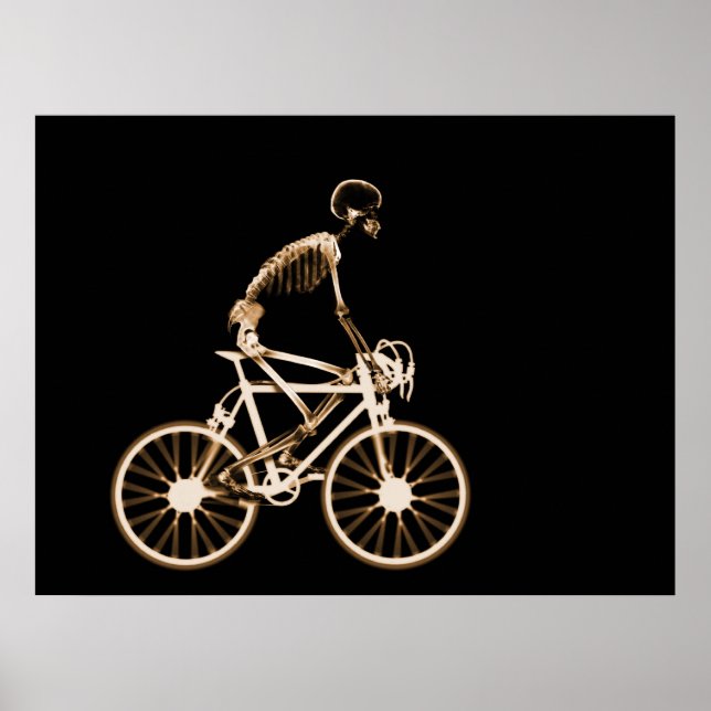 POSTER - X-RAY SKELETON BIKING BLACK ORANGE (Vorne)