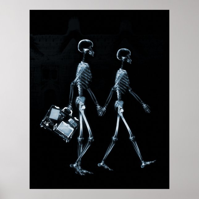 Poster X-Ray Skeleton Couple Reisen Black Blue (Vorne)