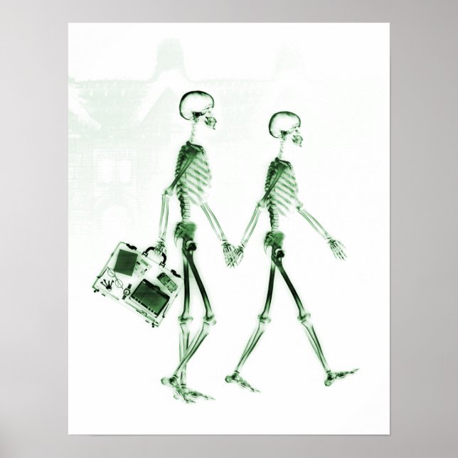 Poster- X-Ray Skeleton Couple Reisen grün Poster (Vorne)