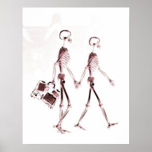 Poster- X-Ray Skeleton Couple Reisen Rot Poster
