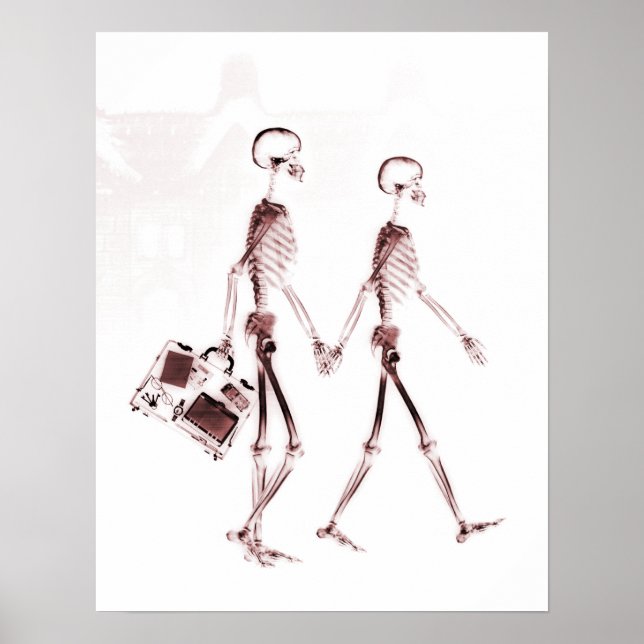 Poster- X-Ray Skeleton Couple Reisen Rot Poster (Vorne)
