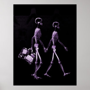 Poster- X-Ray Skeleton Couple Travel Blk Purp Poster
