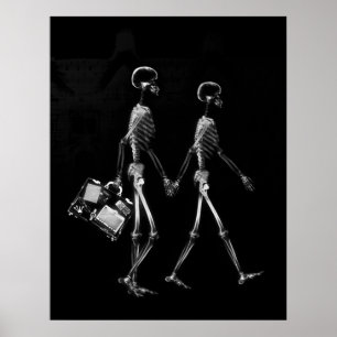 Poster - X-Ray Skeleton Couple Travelling Blk What