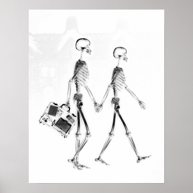 Poster - X-Ray Skeleton Couple Travelling Blk What (Vorne)