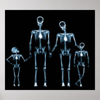 POSTER - X-RAY SKELETON FAMILY BLACK BLUE