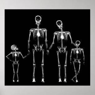 POSTER - X-RAY SKELETON FAMILY BLACK & WHITE