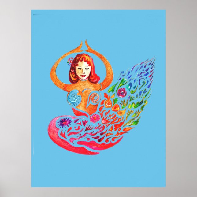Poster Yoga  Meditation Rainbow Woman Silouete (Vorne)