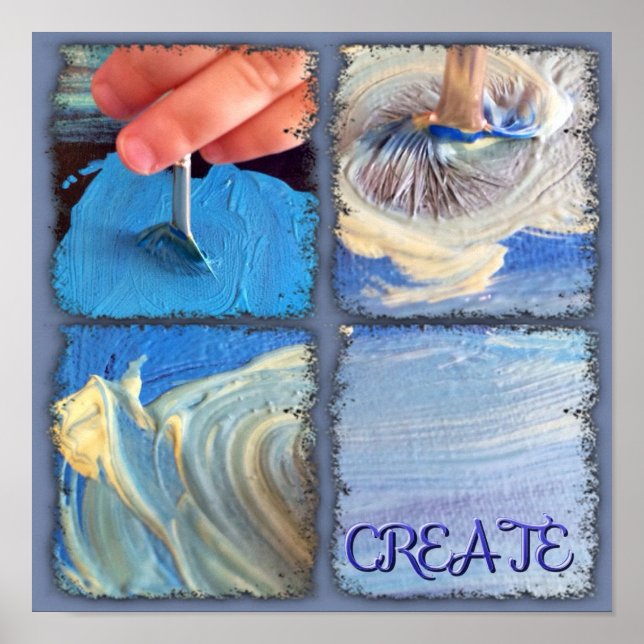 Poster zeigt jungen Händen Kunst schaffen. (Vorne)