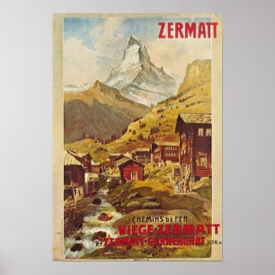 Poster Zermatt Schweiz Gornergratbahn