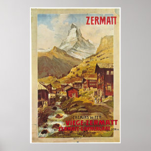 Poster Zermatt Schweiz Gornergratbahn