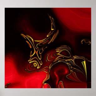 Poster ZIZZAGO Kunst Abstract Rot Schwarz Gold 2