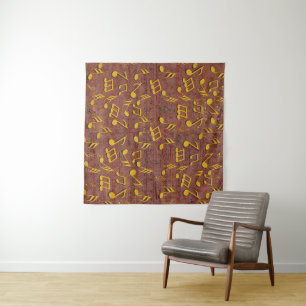 Poster zu Themen für die Feier von Musikliebhabern Wandteppich