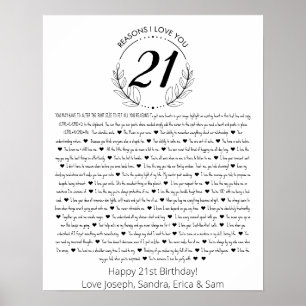 Poster zum 21. Geburtstag: Gründe, warum ich dich