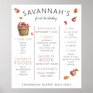 Poster zum ersten Geburtstag: Herbstäpfel