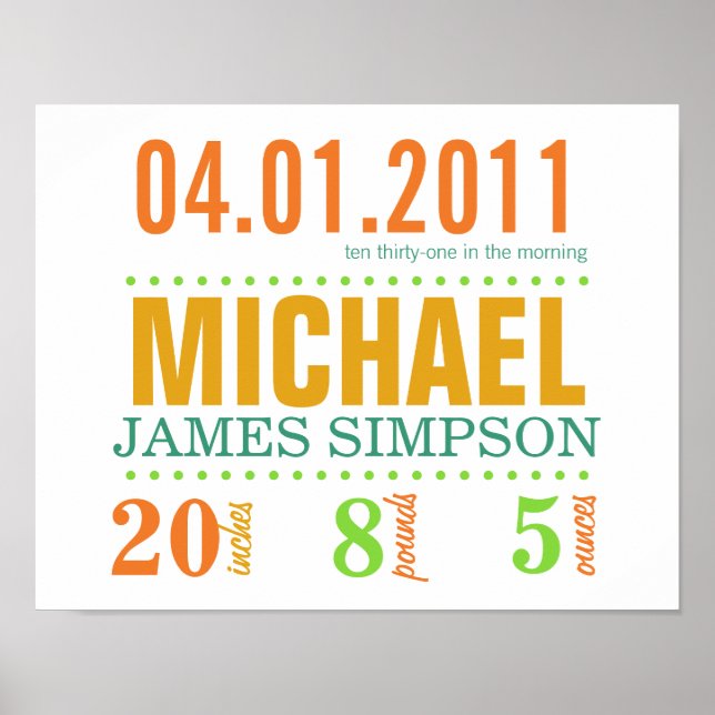 Poster zum Geburtsdatum des Kindes - Zirkus (Vorne)