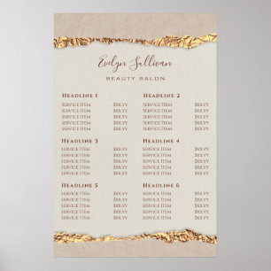 Poster zur Preisliste für vergoldetes Papier