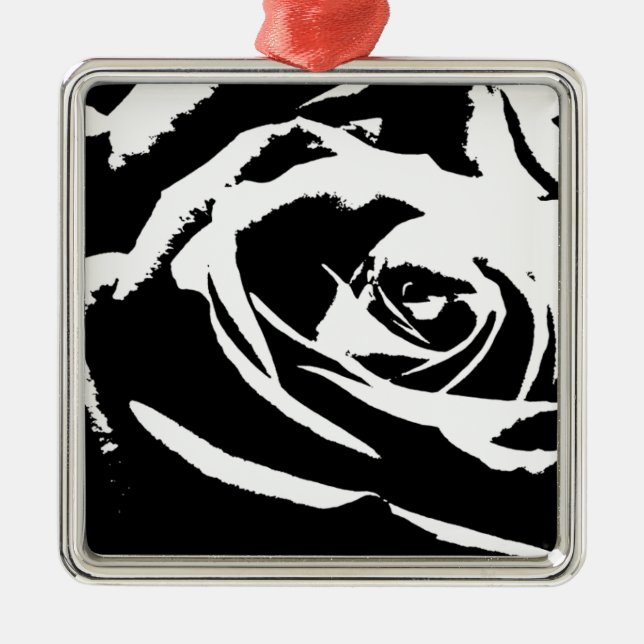 Posterisierte Rose Kunst Silbernes Ornament (Vorne)