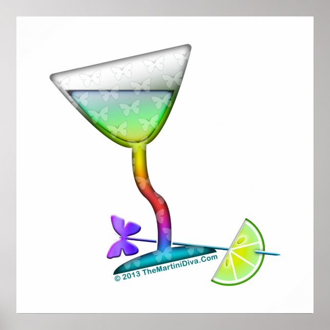 POSTERS & ARCHIVAL DRUCKER - BUTTERFLY MARTINI ART POSTER (Vorne)