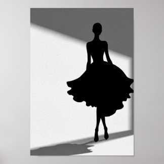 Posters Black and White Fashion Silhouette Poster