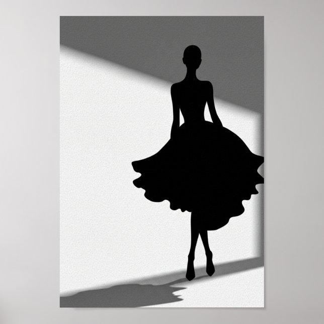 Posters Black and White Fashion Silhouette Poster (Vorne)