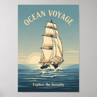 Posters Vintage Ocean Sailboat Print Poster