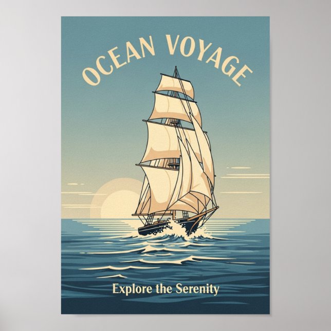 Posters Vintage Ocean Sailboat Print Poster (Vorne)